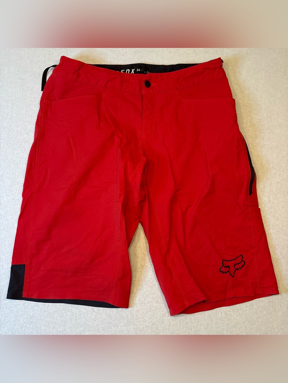 Fox Racing Ranger Cargo Short Mens 34 Red and Black Indicator MTB Shorts